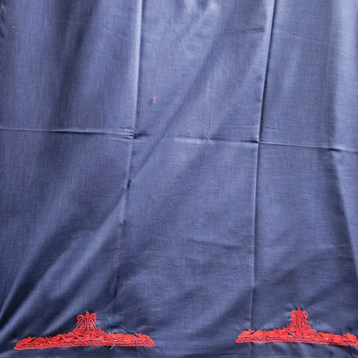 Kashmiri Cotton Suit Fabric 2PC in Dark Blue With Aari Embroidered Neck - Zohra - Image 4