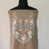 Kashmiri Cotton Suit Fabric 2PC in Beige Color With Aari Embroidered Neck - Zohra