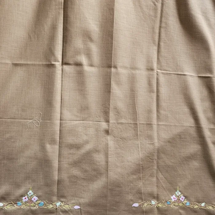 Kashmiri Cotton Suit Fabric 2PC in Beige Color With Aari Embroidered Neck - Zohra - Image 4