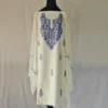 White 3PC Kashmiri Suit Fabric in Ruby Cotton With Ariwork Boothis - Khayam