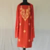 Dark Red 3PC Kashmiri Suit Fabric in Ruby Cotton With Ariwork Boothis - Khayam