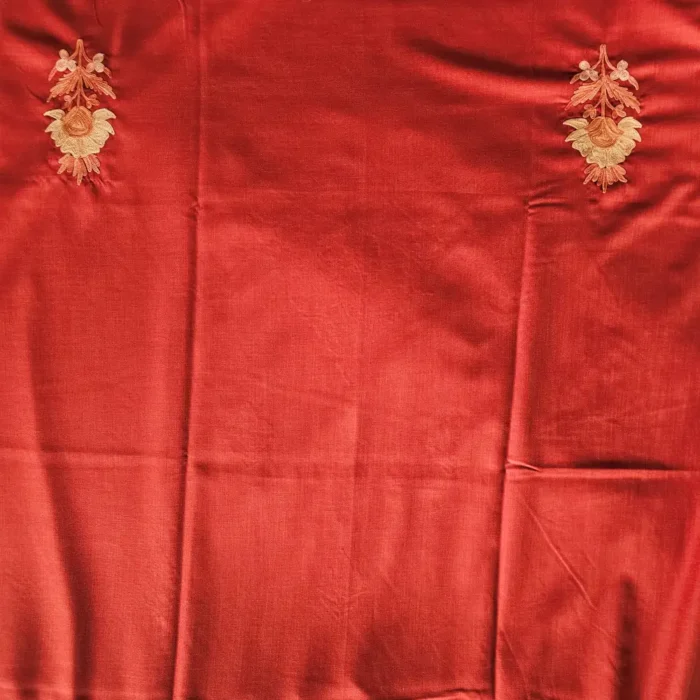 Dark Red 3PC Kashmiri Suit Fabric in Ruby Cotton With Ariwork Boothis - Khayam - Image 5