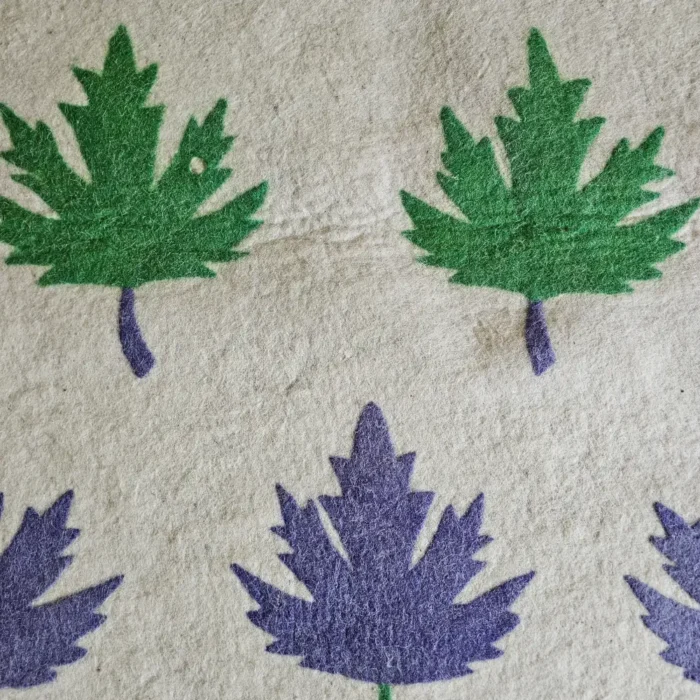 Premium Cream Kashmiri Aari Namda Rug with Blue-Green Chinar Leaves – 7x3 ft - Image 4