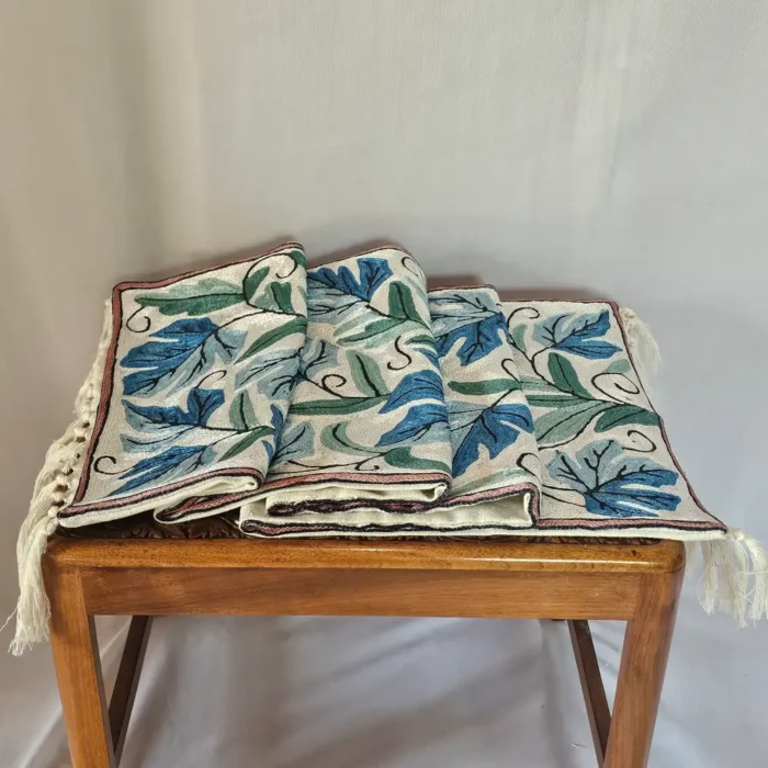 Silk Thread Embroidered Kashmiri Runner in Dusooty Cotton - Image 2
