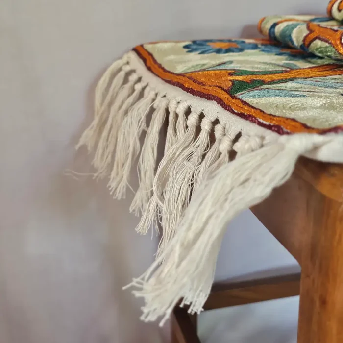 Traditional Kashmiri Runner in Dusooty Cotton with Chain Stitch Embroidery - Image 3