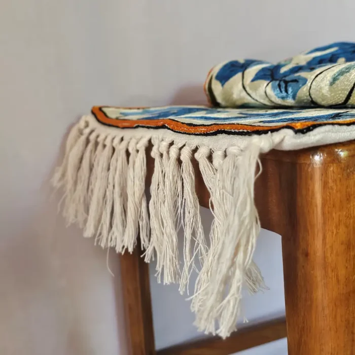 Artisan-Made Kashmiri Table Runner with Silk Chain Stitch on Dusooty Cotton - Image 3