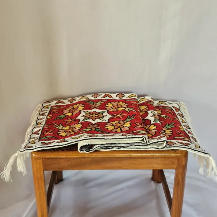 Dusooty Cotton Kashmiri Runner with Delicate Chain Stitch Detailing - Image 2