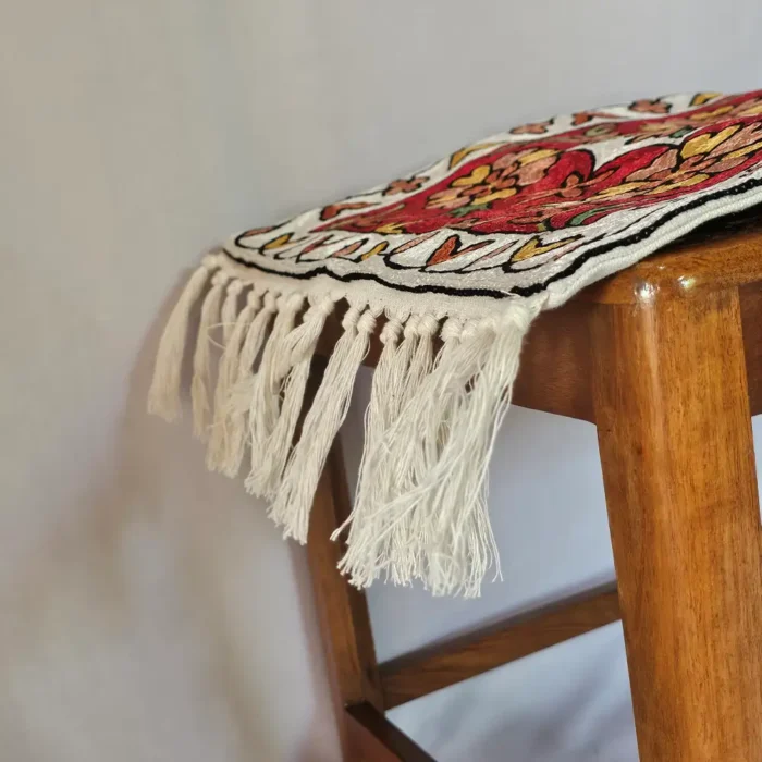 Dusooty Cotton Kashmiri Runner with Delicate Chain Stitch Detailing - Image 3
