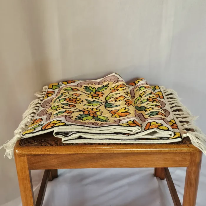 Kashmiri Table Runner in Cotton with Elegant Hand Embroidery (4×1 ft) - Image 2