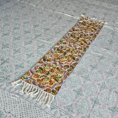 Kashmiri Table Runner in Cotton with Elegant Hand Embroidery (4×1 ft)