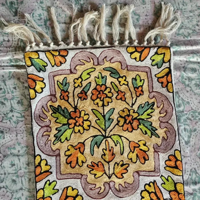 Kashmiri Table Runner in Cotton with Elegant Hand Embroidery (4×1 ft) - Image 4