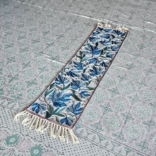 Silk Thread Embroidered Kashmiri Runner in Dusooty Cotton (4×1 ft)