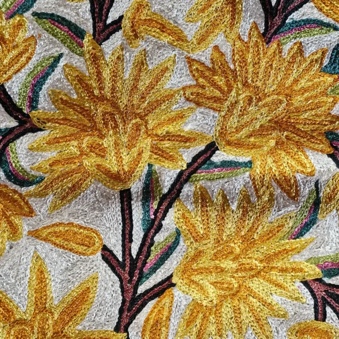 Kashmiri Dusooty Cotton Runner with Silk Thread Chain Stitch Embroidery (4×1 ft) - Image 5