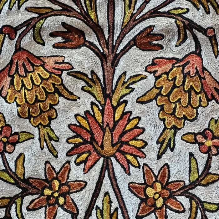 Elegant Chain Stitch Embroidered Runner on Dusooty Cotton – Kashmiri Hand Craft (4×1 ft) - Image 6