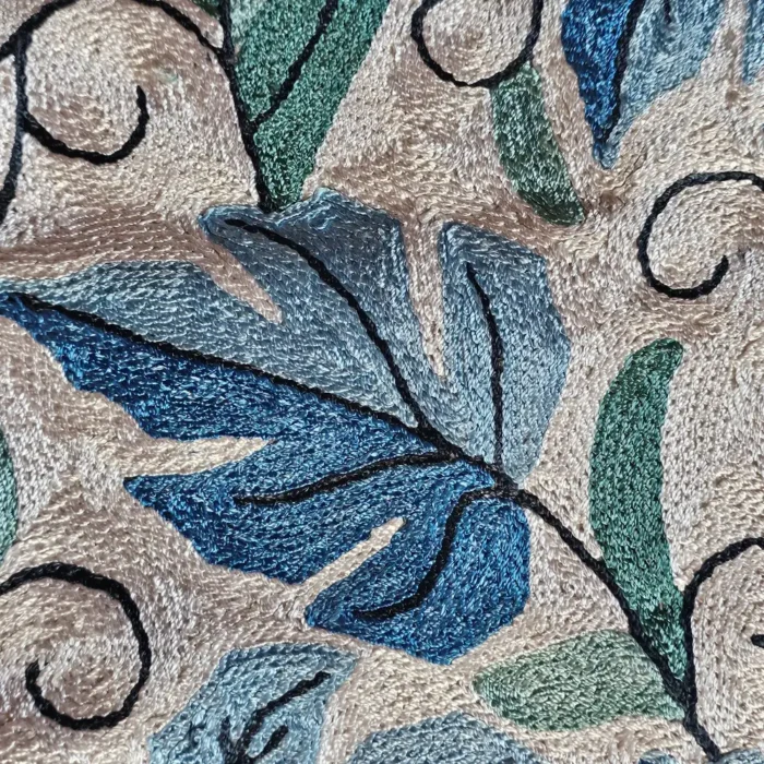 Silk Thread Embroidered Kashmiri Runner in Dusooty Cotton - Image 5