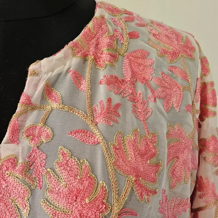 Kashmiri Aari Embroidered Short Kurti in Georgette – Lal Bazaar Collection - Image 3