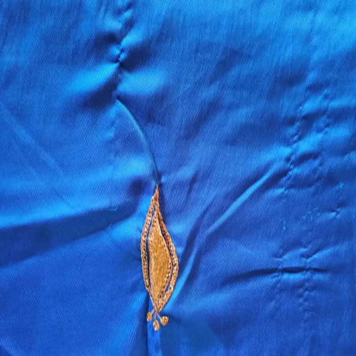 3PC Blue Kashmiri Silk Suit with Tilla Embroidery - Dal Jheel - Image 6