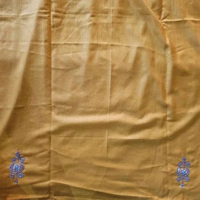 Mustard 3PC Tilla Embroidered Cotton Kashmiri Suit - Dal Jheel - Image 5