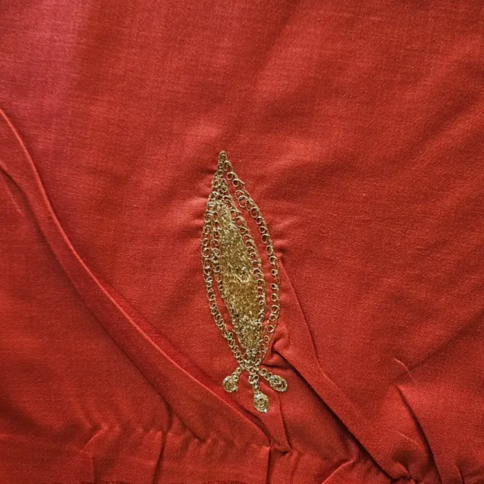 Rustic Red 3PC Tilla Embroidered Cotton Kashmiri Suit - Dal Jheel - Image 6