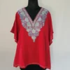 Red Short Kashmiri Kaftan | Crop Top | Mini Kaftan With Ariwork - Dal Jheel