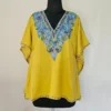 Yellow Short Kashmiri Kaftan | Crop Top | Mini Kaftan With Ariwork - Dal Jheel