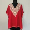 Red Color Short Kashmiri Kaftan | Crop Top | Mini Kaftan With Ariwork - Dal Jheel