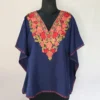 Dark Blue Short Kashmiri Kaftan | Crop Top | Mini Kaftan With Ariwork - Dal Jheel