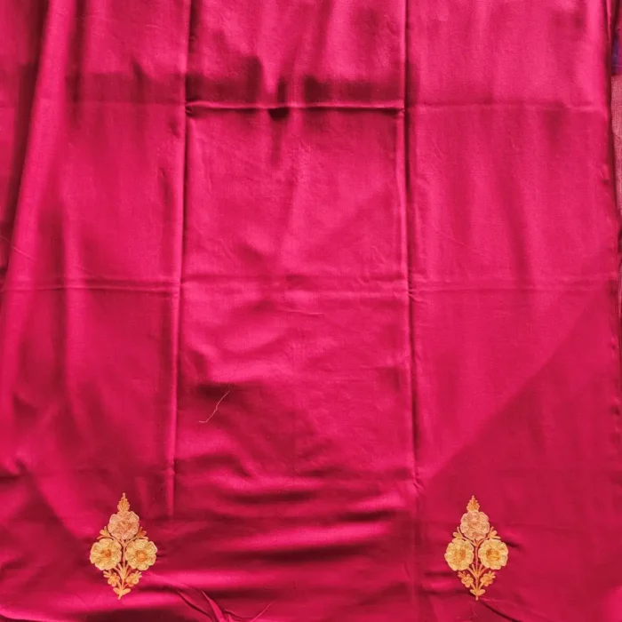 3PC Summer Cool Kashmiri Maroon Suit Fabric With Ariwork Boothis - Khayam - Image 5