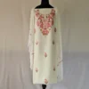 3PC White Summer Cool Kashmiri Suit Fabric With Ariwork Boothis - Khayam