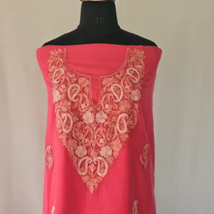 3PC Magenta Summer Cool Kashmiri Suit Fabric With Ariwork Boothis - Khayam - Image 2