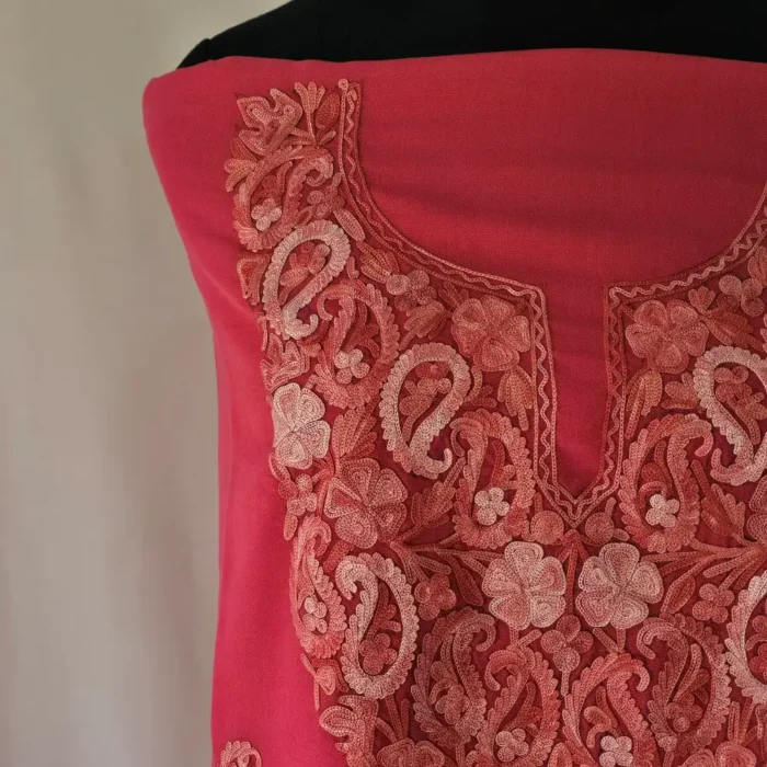 3PC Magenta Summer Cool Kashmiri Suit Fabric With Ariwork Boothis - Khayam - Image 3