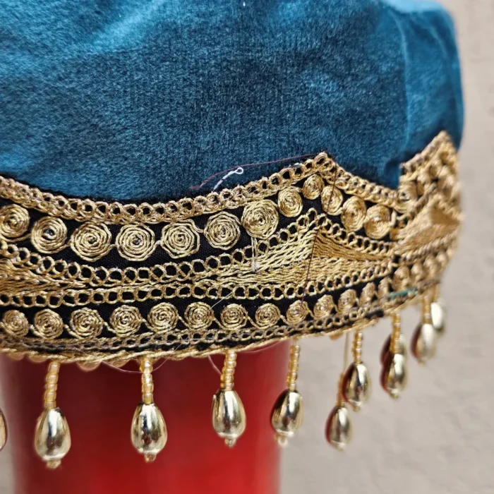 Shabkhez Kashmiri Bridal Velvet Cap with Tilla Embroidery - Image 2