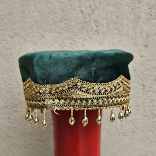 Naazgul Kashmiri Bridal Green Velvet Cap with Tilla Embroidery