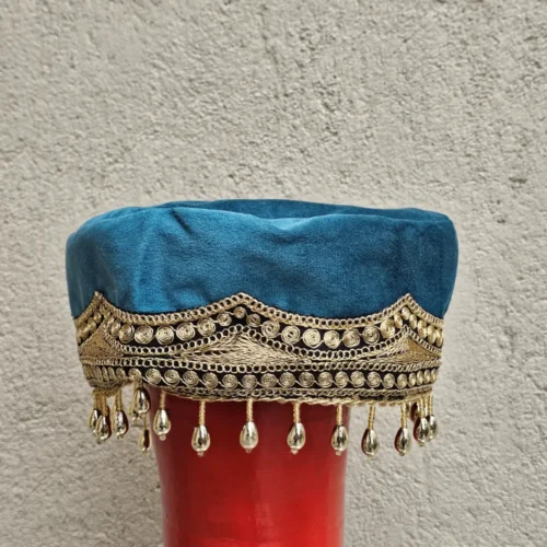 Kashmiri Bridal Velvet Sea Green Cap in Velvet with Tilla Embroidery