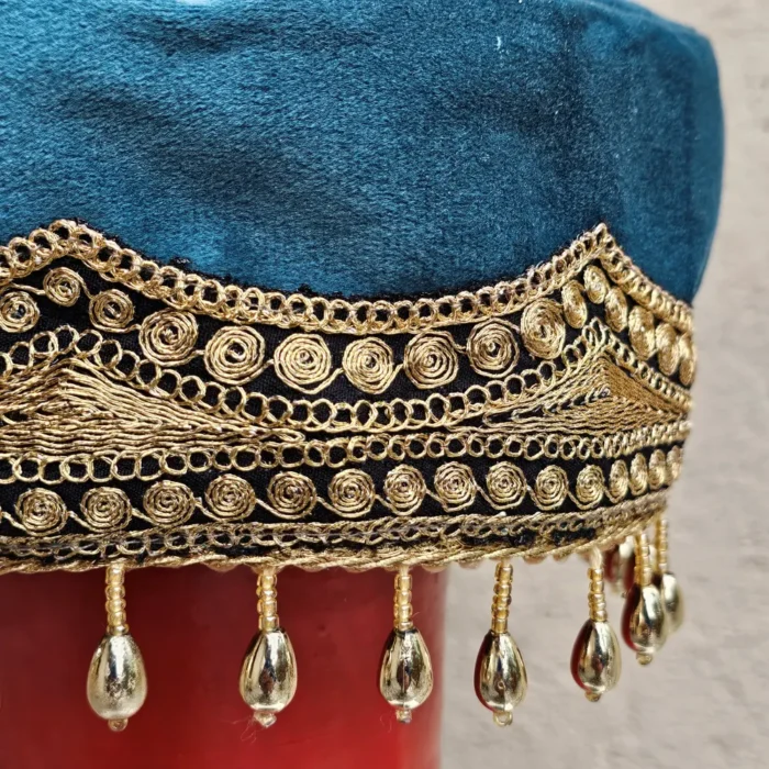 Kashmiri Bridal Velvet Sea Green Cap in Velvet with Tilla Embroidery - Image 2