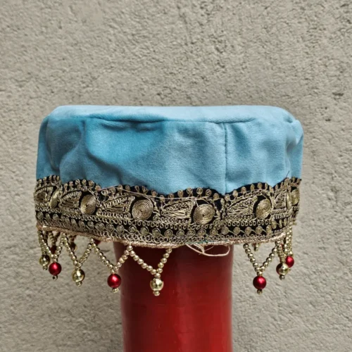 Mahjabeen Kashmiri Bridal Teal Green Velvet Cap with Tilla Embroidery