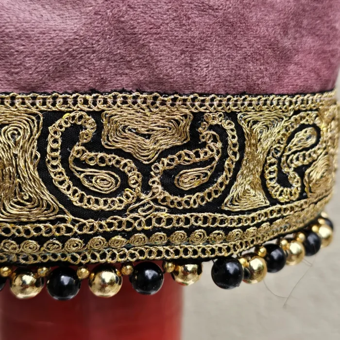 Laleh Kashmiri Magenta Bridal Velvet Cap with Tilla Embroidery - Image 2