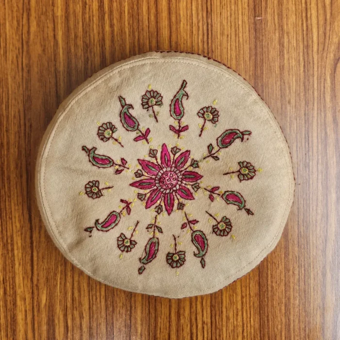 Noore-Khaas Bush Brown Kashmiri Toosha Cap with Hand Sozni Embroidery - Image 3