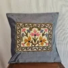 Velvet Grey Cushion Cover with Wool Chain Stitch Hand Embroidery | Set of 2