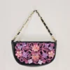 Kashmiri Aari Embroidered Black Clutch Bag with Chain - Pahalgam Collection