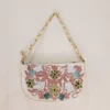 White Kashmiri Clutch with Aari Detail and Chain - Pahalgam Collection
