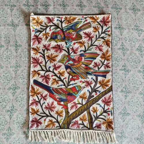 Kashmiri Chain Stitch Embroidered Wall Hanging in Dusooty Cotton (3x2 ft)