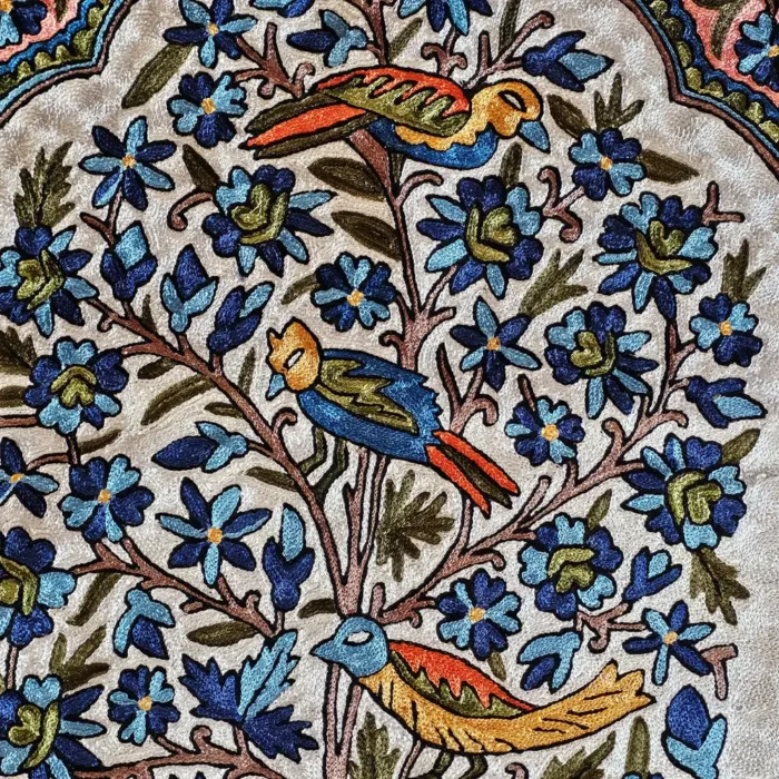 Wall Hanging in Chain Stitch Embroidery on Dusoot Cotton from Kashmir - Image 2