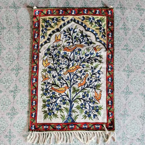 Kashmiri Wall Hanging in Hand Chain Stitch on Dusooty Cotton Fabric (3x2 ft)