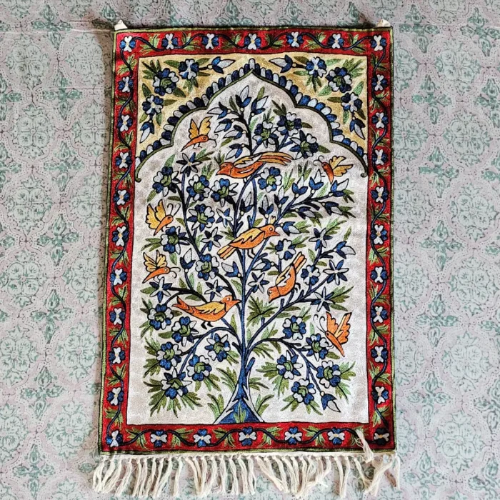 Kashmiri Wall Hanging in Hand Chain Stitch on Dusooty Cotton Fabric