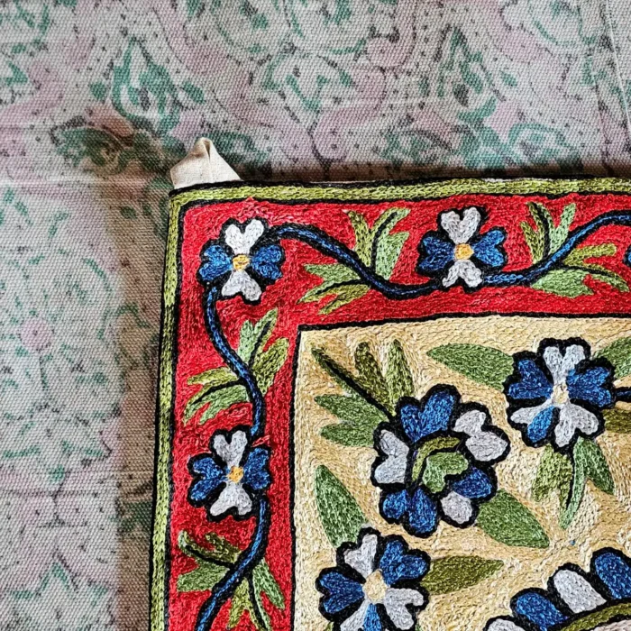 Kashmiri Wall Hanging in Hand Chain Stitch on Dusooty Cotton Fabric - Image 2