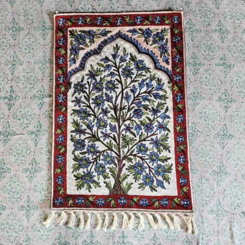 Dusooty Cotton Wall Hanging with Kashmiri Silk Chain Stitch Embroidery (3x2 ft)