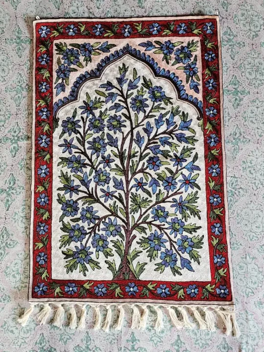 Dusooty Cotton Wall Hanging with Kashmiri Silk Chain Stitch Embroidery (3x2 ft)