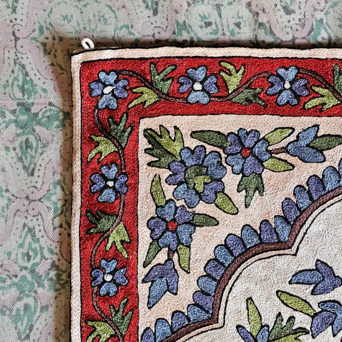 Dusooty Cotton Wall Hanging with Kashmiri Silk Chain Stitch Embroidery (3x2 ft) - Image 2