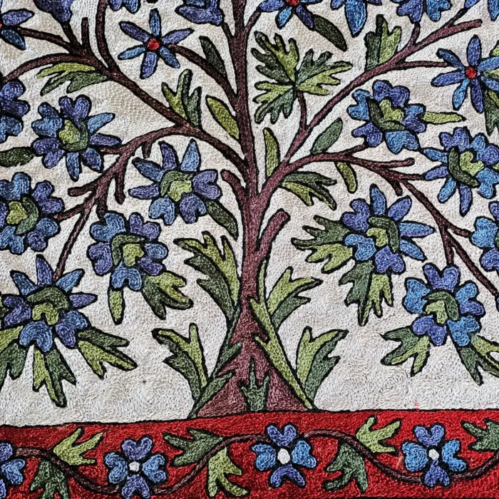 Dusooty Cotton Wall Hanging with Kashmiri Silk Chain Stitch Embroidery (3x2 ft) - Image 3